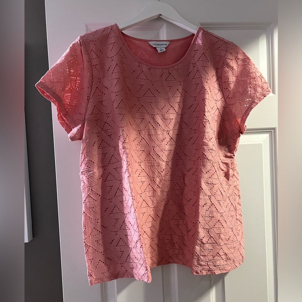 Lightly Worn, women’s XL Liz Claiborne Pink Short‎ Sleeve Boxy Blouse